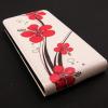 Кожен калъф Flip тефтер за HTC Desire 816 - бял / червени цветя
