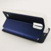 Луксозен кожен калъф тип Flip Cover S-View със стойка за Samsung Galaxy Note 4 N910 / Samsung Note 4 - FERRISE / син
