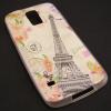 Силиконов калъф / гръб / TPU за Samsung Galaxy S5 G900 - Айфелова кула / Eiffel Tower / цветя