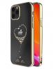 Луксозен твърд гръб KINGXBAR Swarovski Diamond Wish Series за Apple iPhone 13 6.1" - прозрачен със златист кант / сърце