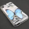  Силиконов калъф / гръб / TPU за HTC Desire 728 - сив / синя пеперуда