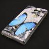 Силиконов калъф / гръб / TPU за Sony Xperia M2 Aqua - сив / синя пеперуда