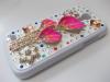 Луксозен заден предпазен твърд гръб / капак / с цветни камъни за Samsung Galaxy S4 Mini I9190 / I9192 / I9195 - розово цвете