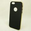 Луксозен силиконов калъф / гръб / TPU AIR case за Apple iPhone 6 4.7" - черен със златист кант