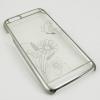 Ултра тънък заден предпазен твърд гръб / капак / с камъни за Apple iPhone 6 Plus 5.5'' - прозрачен с цветя / сребрист кант