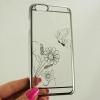 Ултра тънък заден предпазен твърд гръб / капак / с камъни за Apple iPhone 6 Plus 5.5'' - прозрачен с цветя / сребрист кант