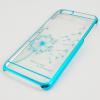 Ултра тънък заден предпазен твърд гръб / капак / с камъни за Apple iPhone 6 4.7" - прозрачен с глухарче / син кант
