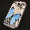Силиконов калъф / гръб / TPU за Huawei Ascend Y600 - сив / синя пеперуда