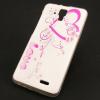Силиконов калъф / гръб / TPU за Lenovo A536 - бяло и розово / Love