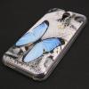 Силиконов калъф / гръб / TPU за HTC Desire 620 - сив / синя пеперуда