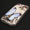 Силиконов калъф / гръб / TPU за HTC Desire 320 - сив / синя пеперуда