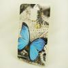Силиконов калъф / гръб / TPU за Samsung Galaxy Note Edge N915 - сив / синя пеперуда