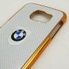 Луксозен твърд гръб / капак / за Samsung Galaxy S6 G920 - BMW / светло сив / златист кант