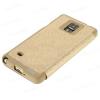 Луксозен кожен калъф Flip тефтер WOW Bumper S-View за Samsung Galaxy Note 4 N910 - златист
