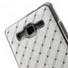 Твърд гръб с камъни за Samsung Galaxy Grand Prime G530 - бял с метален кант