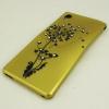 Ултра тънък силиконов калъф / гръб / TPU Ultra Thin за Sony Xperia M4 / M4 Aqua - златист / цвете с камъни
