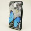 Силиконов калъф / гръб / TPU за Samsung Galaxy Note 3 N9000 / Samsung Note 3 N9005 - сив / синя пеперуда