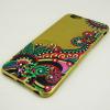 Ултра тънък силиконов калъф / гръб / TPU Ultra Thin за Apple iPhone 6 Plus 5.5'' - златист / цветни фигури с камъни