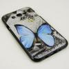 Силиконов калъф / гръб / TPU за Samsung Galaxy J7 - сив / синя пеперуда