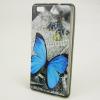 Силиконов калъф / гръб / TPU за Huawei Ascend P8 Lite / Huawei P8 Lite - сив / синя пеперуда
