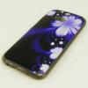 Силиконов калъф / гръб / TPU за HTC One M8 - син / бели цветя