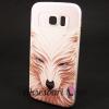 Луксозен твърд гръб 3D за Samsung Galaxy S6 Edge G925 - бял / вълк