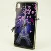 Силиконов калъф / гръб / TPU за HTC Desire 626 - Айфелова кула / лилави цветя