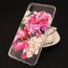 Луксозен силиконов калъф / гръб / TPU с камъни за HTC Desire 816 - прозрачен / цветя