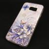 Ултра тънък силиконов калъф / гръб / TPU Ultra Thin за Samsung Galaxy S6 Edge G925 - бял / сини цветя и пеперуди