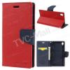 Кожен калъф Flip тефтер Mercury GOOSPERY Fancy Diary със стойка за Sony Xperia Z3 - червено и тъмно синьо