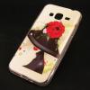 Силиконов калъф / гръб / TPU за Samsung Galaxy J3 - момиче / шапка с цветя