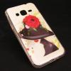 Силиконов калъф / гръб / TPU за Samsung Galaxy J3 - момиче / шапка с цветя