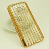 Силиконов калъф / гръб / TPU 3D за Samsung Galaxy S7 G930 - прозрачен / златист кант