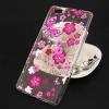 Луксозен силиконов калъф / гръб / TPU с камъни за Huawei Ascend P8 Lite / Huawei P8 Lite - прозрачен / розови цветя и пеперуда
