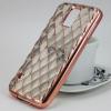 Силиконов калъф / гръб / TPU 3D за Samsung G900 Galaxy S5 / Galaxy S5 Neo G903 - прозрачен с Rose Gold кант / ромб