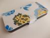 Кожен калъф Flip тефтер със стойка за Apple iPhone 5 / iPhone 5S - бял / сини цветя 1
