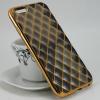 Силиконов калъф / гръб / TPU 3D за Apple iPhone 6 / iPhone 6S - прозрачен / тъмно сив със златист кант / ромб