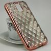 Силиконов калъф / гръб / TPU 3D за Samsung G900 Galaxy S5 / Galaxy S5 Neo G903 - прозрачен с Rose Gold кант / ромб