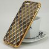 Силиконов калъф / гръб / TPU 3D за Apple iPhone 6 / iPhone 6S - прозрачен / тъмно сив със златист кант / ромб
