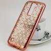 Силиконов калъф / гръб / TPU 3D за LG K8 - прозрачен / звездички и коронки / Rose Gold кант