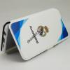 Кожен калъф Flip тефтер Flexi със стойка за Samsung Galaxy J5 2016 J510 - Real Madrid / Adidas / бял със синьо