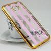 Луксозен силиконов калъф / гръб / TPU за Samsung Galaxy J5 J500 - прозрачен Victoria`s Secret / златист кант