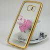 Луксозен силиконов калъф / гръб / TPU за Samsung Galaxy S6 G920 - прозрачен / розови сърца / Victoria's Secret