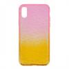 Луксозен силиконов калъф / гръб / TPU за Apple iPhone X / iPhone XS - призма / розово и жълто / брокат