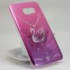 Луксозен силиконов калъф / гръб / TPU KINGXBAR с камъни Swarovski за Samsung Galaxy S7 G930 - лилаво и розово / преливащ / лебед / брокат