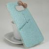 Луксозен силиконов калъф / гръб / TPU с камъни за Samsung Galaxy S7 Edge G935 - син / брокат / панделка