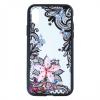 Луксозен твърд гръб BEAUTY с камъни за Samsung Galaxy A70 - прозрачен / черен кант / цвете с пеперуди
