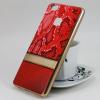 Силиконов калъф / гръб / TPU за Huawei P9 Lite - червен / змийска кожа / златист кант