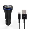 Оригинален USB кабел LDNIO C23 Car Charger 12V / 2 USB порта и Micro USB кабел 3.1A за Apple iPhone 5 / iPhone 5S / iPhone SE / iPhone 6 / iPhone 6 Plus - черен