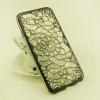 Луксозен силиконов калъф / гръб / TPU 3D с камъни за Apple iPhone 5 / iPhone 5S / iPhone SE - прозрачен / фигури / тъмно сив кант
